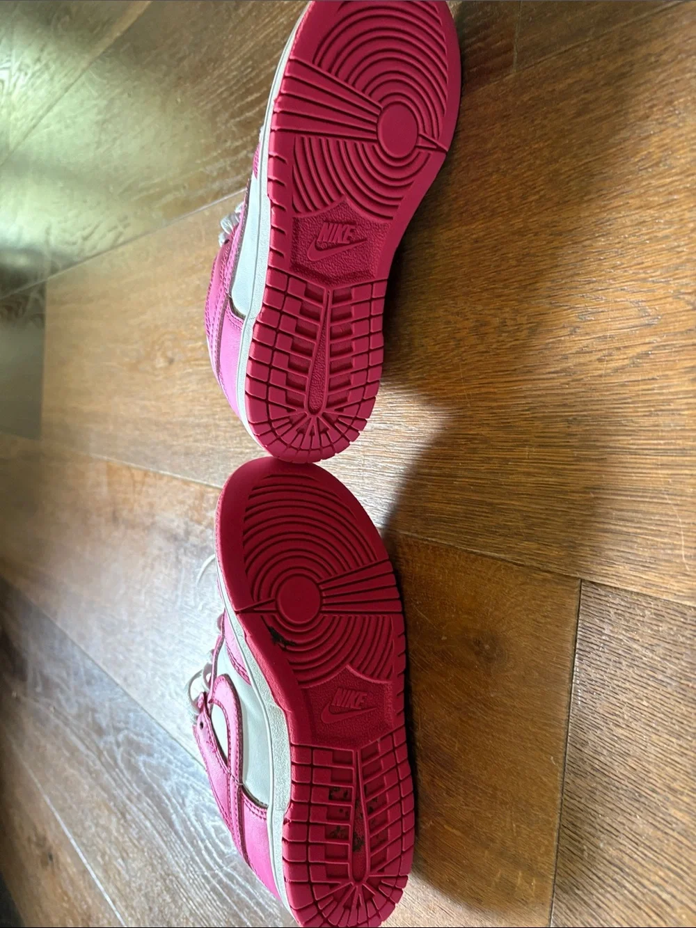 Nike Kids Pink and White Low-Top Sneakers with Swoosh